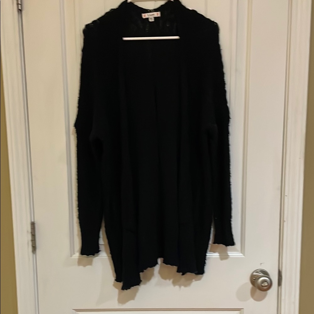 L Love M/L black open front cardigan